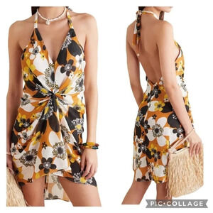 Dodo Bar Or Floral Halter Mini Dress - Black, White, Yellow